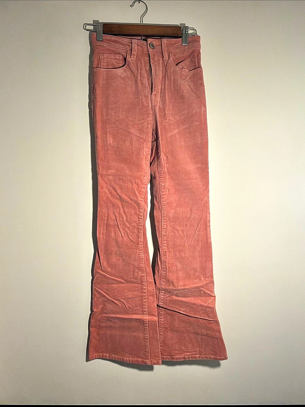 Forever 21 Corduroy Mid-Rise Flare Pants Pink Small